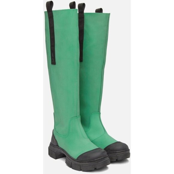 Ganni Rubber Country Boots Size 38 US 8 Kelly Green - Picture 12 of 12